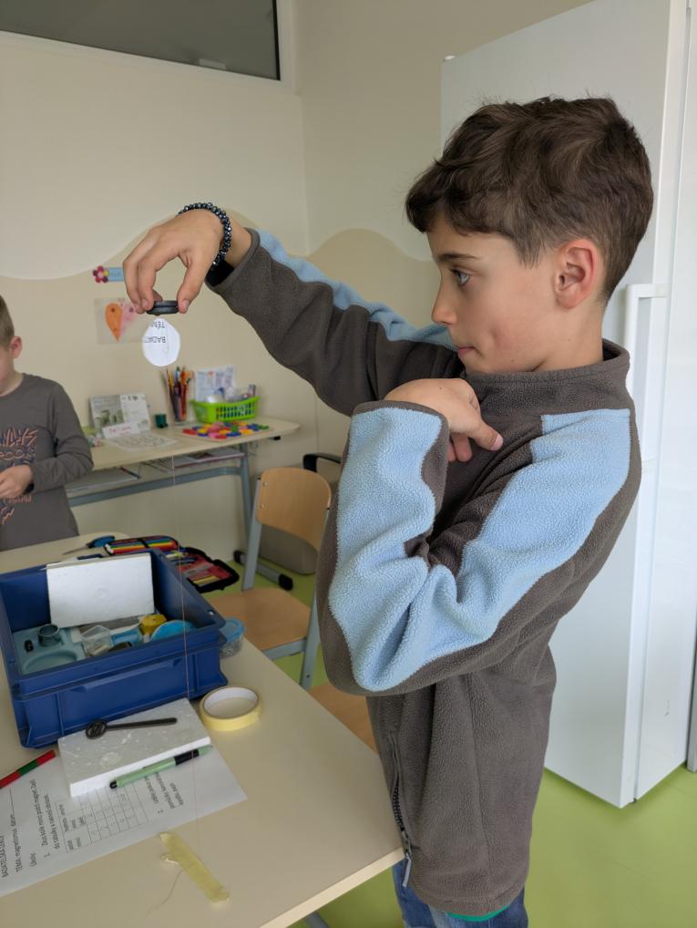 Silné magnety, nit, závaží